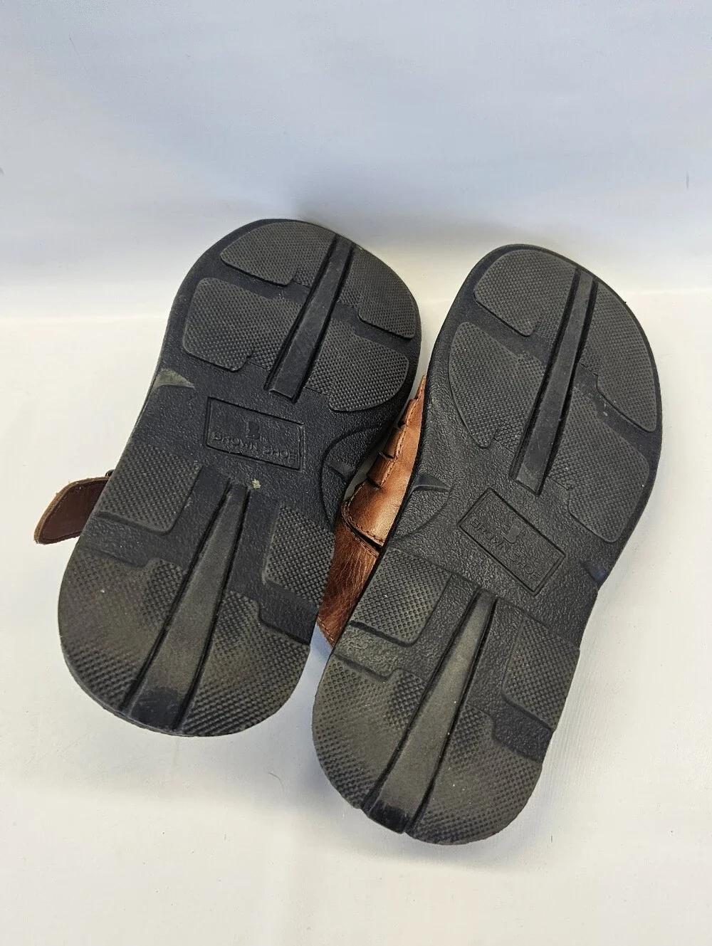 Vintage Y2k Brown Leather Chunky Sandals Basket Weave Mens 9 Slip On Slide